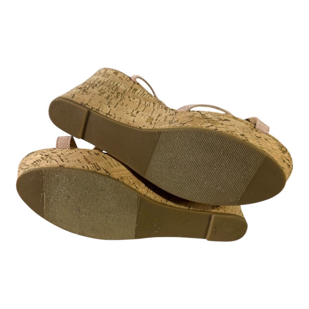 Lulus Women’s Espadrille Strappy Wedges Pink Tan Size 8 Chunky Block - Picture 8 of 8